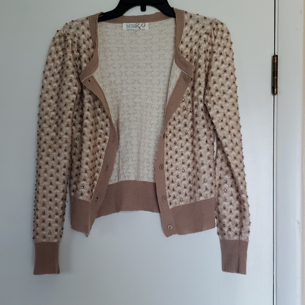Miri jeweled button front cardigan sz med
